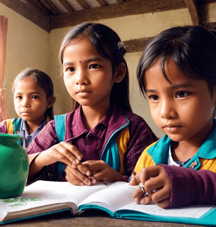 Rural children studying with Rurally Smile Foundation